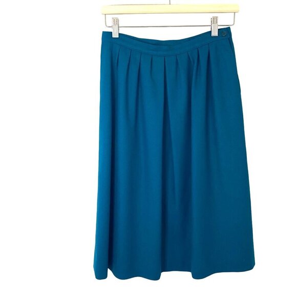 Pendleton 100% Virgin Wool Skirt in Dark Treal Sz 12P‎ Vintage Academia Career - Picture 1 of 12